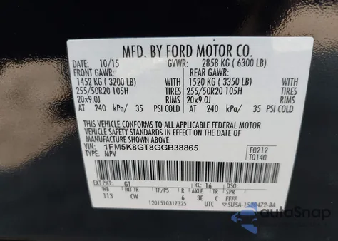2016 Ford Explorer Sport z USA, uszkodzony, nr VIN 1FM5K8GT8GGB38865